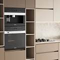 Modern Kitchen Interior With Light Cabinets Marble Countertop And Built In Appliances