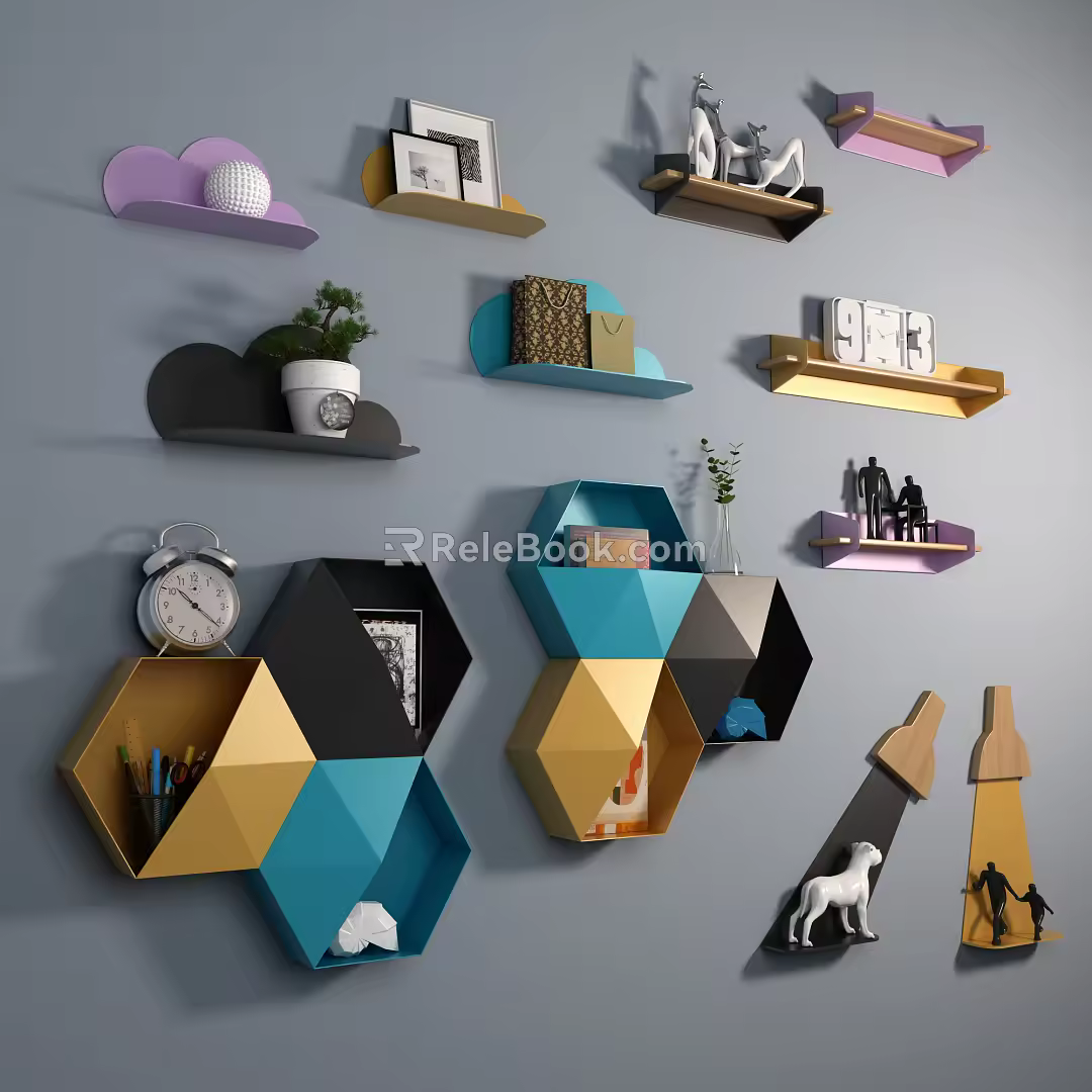 Modern wall shelf laminate trim 3d model