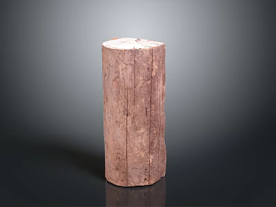 Natural Wooden Log Post With Raw Texture On Dark Background 3d model
