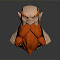 Woman Character 3D Head Model With Orange Beard And Black Tattoos