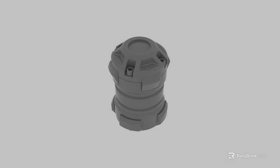 Gray Cylindrical Mechanical Part 3D Model With Layered Structure And Connection Holes 3d model 