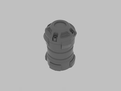 Gray Cylindrical Mechanical Part 3D Model With Layered Structure And Connection Holes 3d model