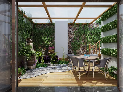 New Chinese Balcony Garden 3d model