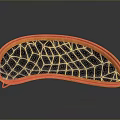 Curved Furniture Cushion With Orange Frame And Dark Diamond Textured Surface On Stand
