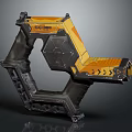 Sci Fi Weapon With Yellow Black Hexagonal Design Exodus Label Futuristic Structure 3d model