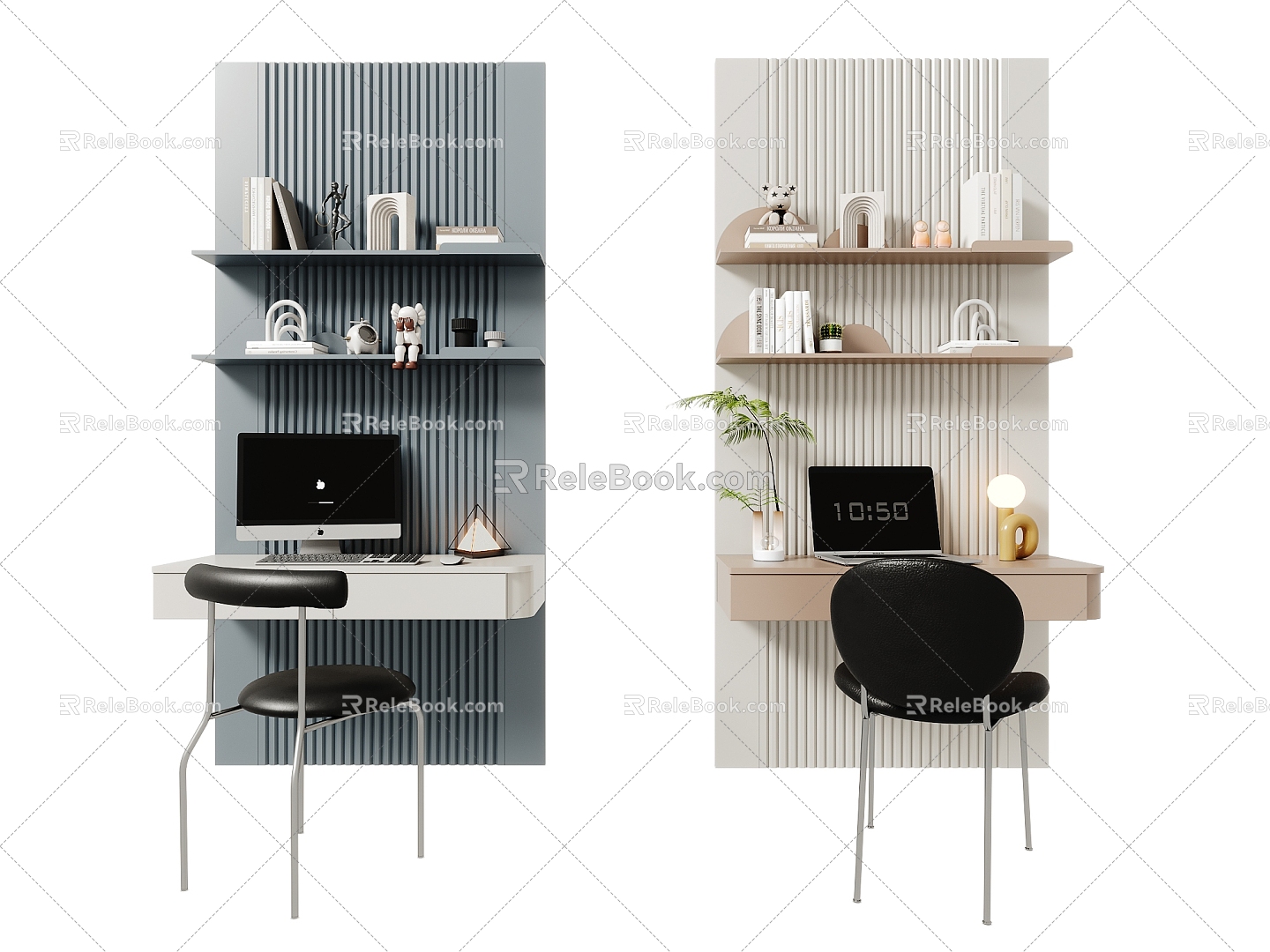 Modern Children's Room Desk and Chair Combination Children's Table Lamp Jewelry Ornaments Computer Desk and Chair 3d model