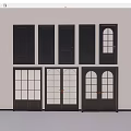 Stylish Dark Colored Hinged Doors With Glass Panels And Various Panel Designs 3d model