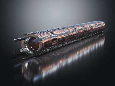 Advanced Cylindrical Weapon With Metallic Spiral Structure Copper Silver Finish Futuristic Mechanical Design 3d model