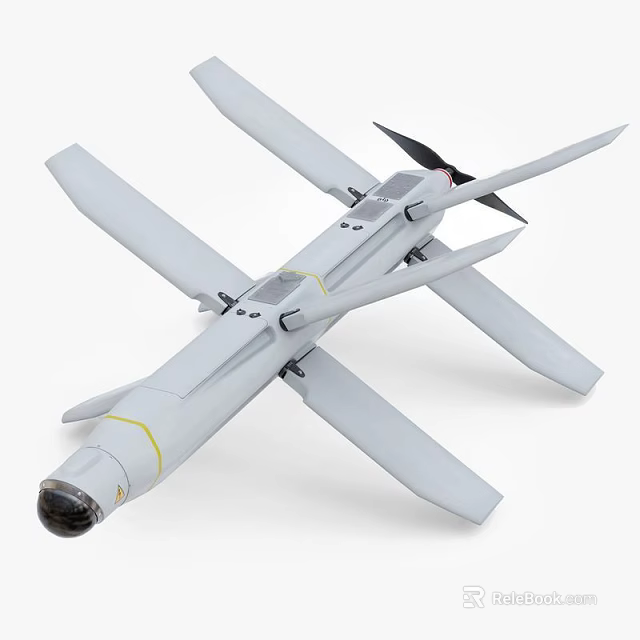 Military Weapon Drone With Aerodynamic Wings And Fuselage Structure Design Features 3d model 