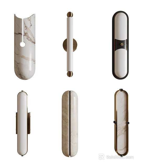 Modern Wall Lamps With Sleek Design Marble And Metal In Various Shapes For Interior Decoration 3d model 