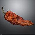 Dried Red Chili Pepper With Vibrant Red Color And Wrinkled Texture On Dark Background