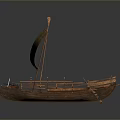 Traditional Wooden Sailing Boat Model With Bamboo Sail And Intricate Hull Structure