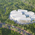 Modern School Building Complex In Lush Green Park Like Surroundings With Pathways