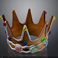 Candy Decorated Crown With Orange Base White Icing Lollipops And Colorful Candies