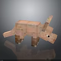 Pixelated Pink Piglet 3D Rendered Model With Glossy Reflection Effect