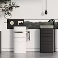 Modern Minimalist Washbasin Interior Design With White Basin Black Cabinets And Metal Faucet