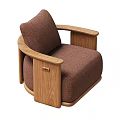 Modern Armchair with Oak Wood Frame Brown Fabric Upholstery and Comfortable Design