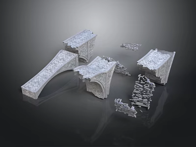 Detailed Ancient Architectural Stone Models With Broken Fragments And Arch Structures 3d model