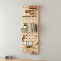 Functional Perforated Wooden Board Wall Decor with Shelves Books and Decorative Items