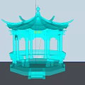 Blue Traditional Chinese Pavilion With Ornate Roof And Classic Design Elements