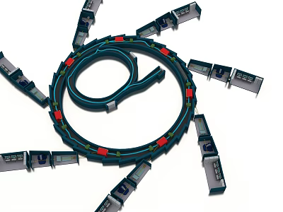 Industrial Conveyor System With Circular Belt And Modular Units For Automated Production 3d model