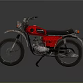 Red Classic Motorcycle With Black Seat Headlight And Spoked Wheels Design