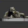Realistic Gavial Reptile Figurine With Long Snout On Transparent Display Base