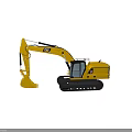 Yellow CAT Crawler Type Excavator With Large Bucket And Operator Cab 3d model