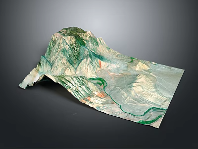 Stunning Natural Mountain Landscape With Flowing River And Lush Green Vegetation 3d model