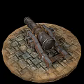 Military Vehicle Featuring Inspection Marked Vintage Cannon On Stone Pavement