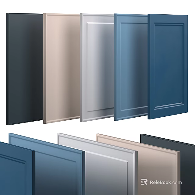 Various Colored Modern Cabinet Doors In Different Shades For Kitchen Design 3d model 
