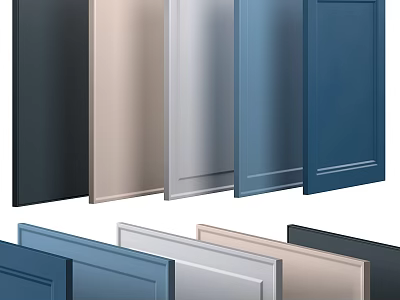 Various Colored Modern Cabinet Doors In Different Shades For Kitchen Design 3d model