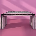 White Modern Table In Pink Room With Minimalist Design And Sleek Structure