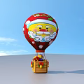 Red Santa Claus Hot Air Balloon With Gift Basket Against Blue Sky