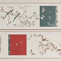 Traditional Chinese Art Scrolls Featuring Flower Bird Branch And Calligraphy Elements 3d model