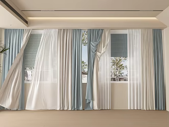 Curtain Combination Fabric Curtain Screen Curtain Roman Curtain Roller Curtain 3d model