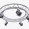 Circular Metal Truss Structure With Downlights And Spotlights For Event Lighting Setup 3d model