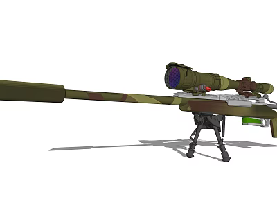 Camouflage Sniper Rifle With Long Barrel Scope Tripod Stand And Tactical Design 3d model