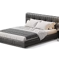 Modern Luxury Leather Upholstered Double Bed With Tufted Headboard And Soft High Quality Bedding