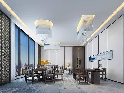New Chinese Room Restaurant Room 3d model