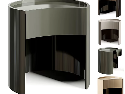 Modern Bedside Table With Sleek Cylindrical Design And Black Gold Color Options 3d model
