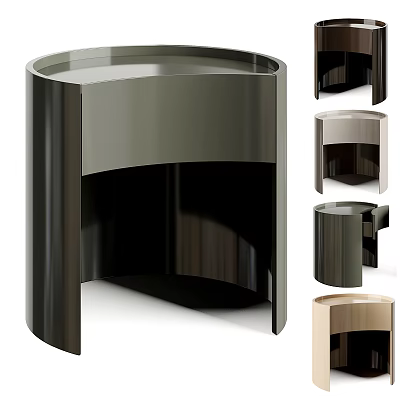 Modern Bedside Table With Sleek Cylindrical Design And Black Gold Color Options 3d model