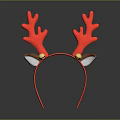 Red Antlers Sculpture Carving Headband With Golden Bells Festive Shiny Decorative Design