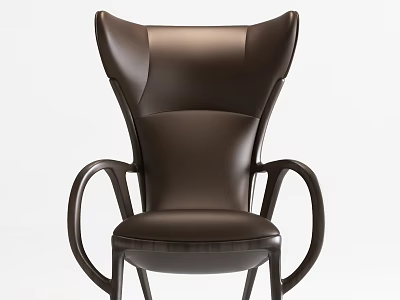 Modern Dark Brown Leather Armchair With Unique Armrests And Sleek Backrest 3d model