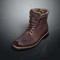 Brown Leather Lace Up Boots With Fleece Lined Cuff And Durable Rubber Sole