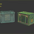 Green Vintage Metal Storage Boxes With Yellow Labels And Rustic Design
