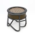 Two Modern Stools With Woven Seat And Black White Frame Design For Home Decor