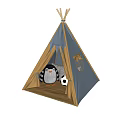 Kids Play Tent with Blue and Beige Design Penguin Toy and Soccer Ball