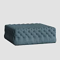 Blue Tufted Fabric Ottoman With Button Detail For Living Room Decor