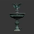 Garden Ornament Fountain With Bat Sculpture Verdigris Finish And Intricate Base Design